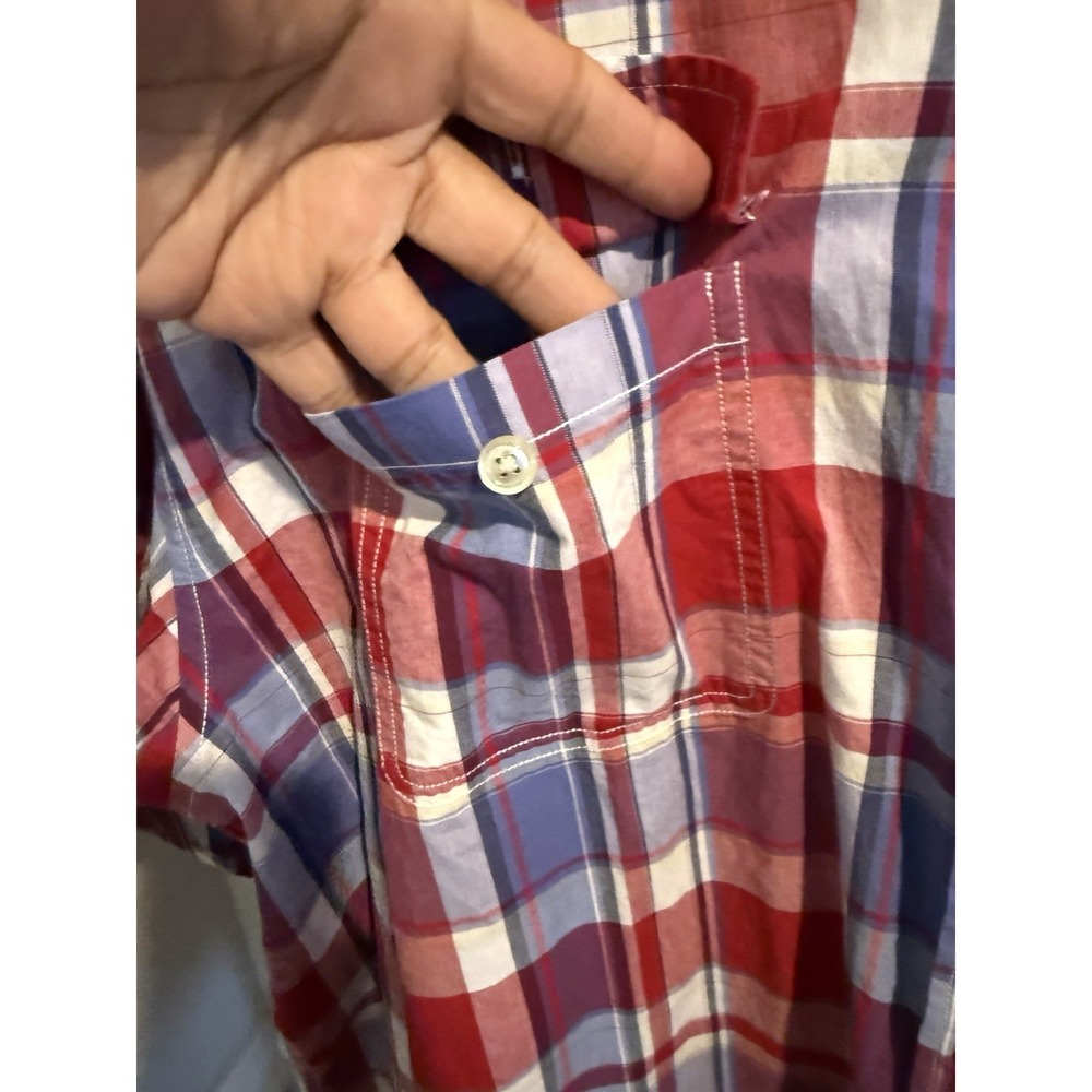 Nautica Mens Short Sleeve 100% Cotton Button Down Shirt Red Plaid XXL - Picture 3 of 5